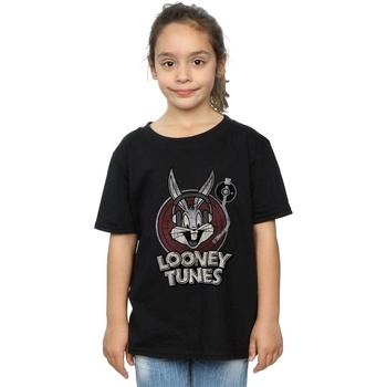Abbigliamento Bambina T-shirts a maniche lunghe Dessins Animés Bugs Bunny Circle Logo Nero