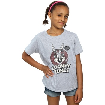 Abbigliamento Bambina T-shirts a maniche lunghe Dessins Animés Bugs Bunny Circle Logo Grigio