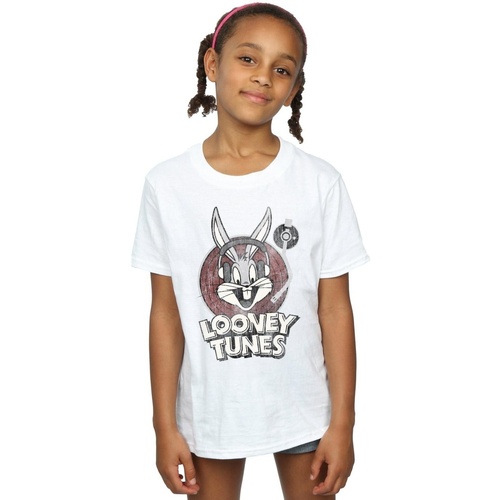 Abbigliamento Bambina T-shirts a maniche lunghe Dessins Animés Bugs Bunny Circle Logo Bianco