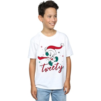 Abbigliamento Bambino T-shirt maniche corte Dessins Animés Tweety Pie Christmas Bianco