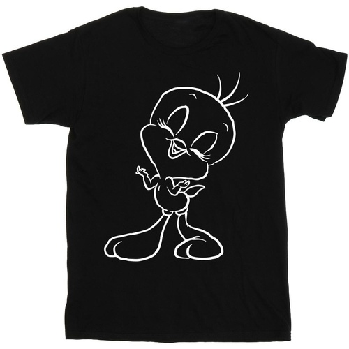 Abbigliamento Bambino T-shirt maniche corte Dessins Animés Tweety Pie Outline Nero
