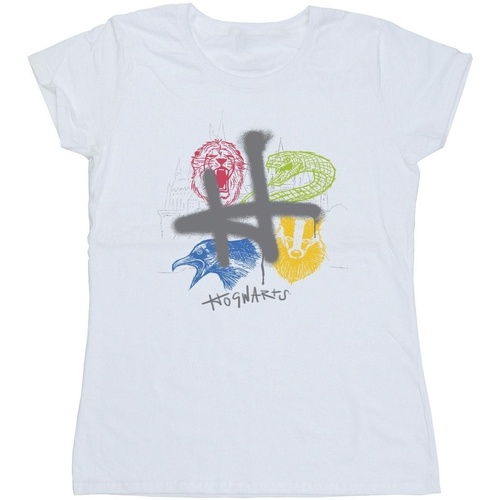 Abbigliamento Donna T-shirts a maniche lunghe Harry Potter Emblems H Spray Bianco