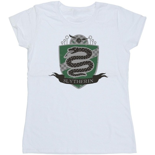 Abbigliamento Donna T-shirts a maniche lunghe Harry Potter Slytherin Chest Badge Bianco