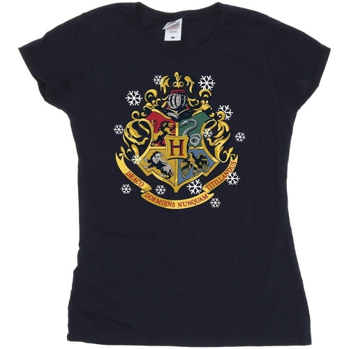 Abbigliamento Donna T-shirts a maniche lunghe Harry Potter Christmas Crest Blu