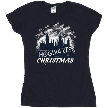 Abbigliamento Donna T-shirts a maniche lunghe Harry Potter Hogwarts Christmas Blu