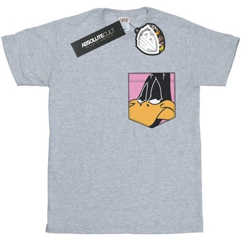 Abbigliamento Bambina T-shirts a maniche lunghe Dessins Animés Daffy Duck Face Faux Pocket Grigio