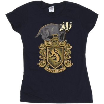 Abbigliamento Donna T-shirts a maniche lunghe Harry Potter Hufflepuff Sketch Crest Blu