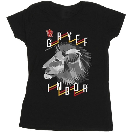 Abbigliamento Donna T-shirts a maniche lunghe Harry Potter Gryffindor Lion Icon Nero
