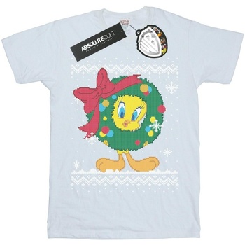 Abbigliamento Bambina T-shirts a maniche lunghe Dessins Animés Tweety Pie Christmas Fair Isle Bianco