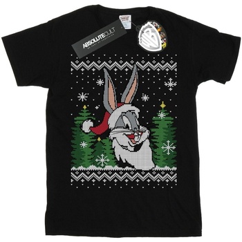 Abbigliamento Bambina T-shirts a maniche lunghe Dessins Animés Bugs Bunny Christmas Fair Isle Nero