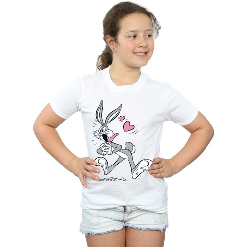 Abbigliamento Bambina T-shirts a maniche lunghe Dessins Animés Bugs Bunny In Love Bianco