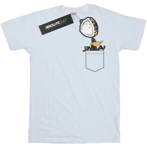 Abbigliamento Bambina T-shirts a maniche lunghe Dessins Animés Daffy Duck Faux Pocket Bianco