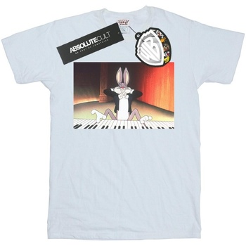 Abbigliamento Bambina T-shirts a maniche lunghe Dessins Animés Bugs Bunny Playing Piano Bianco