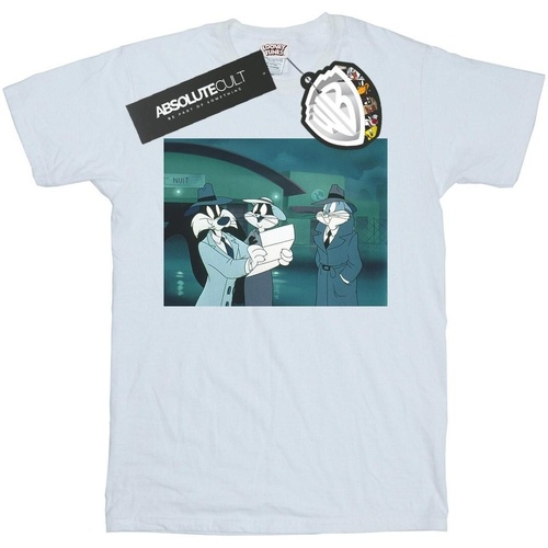 Abbigliamento Bambina T-shirts a maniche lunghe Dessins Animés Bugs Bunny Sylvester Letter Bianco