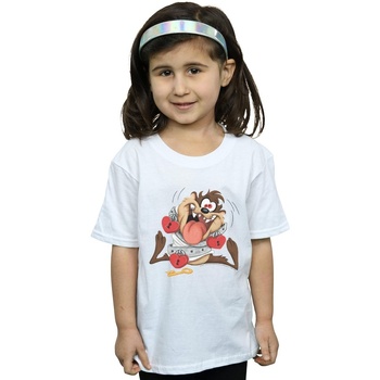 Abbigliamento Bambina T-shirts a maniche lunghe Dessins Animés Taz Valentine's Day Madly In Love Bianco