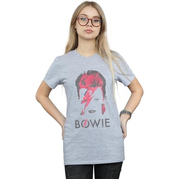 Abbigliamento Donna T-shirts a maniche lunghe David Bowie Aladdin Sane Distressed Grigio