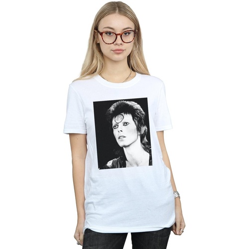 Abbigliamento Donna T-shirts a maniche lunghe David Bowie Ziggy Looking Bianco
