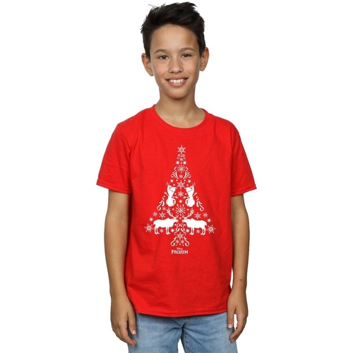 Abbigliamento Bambino T-shirt maniche corte Disney Frozen Christmas Tree Rosso