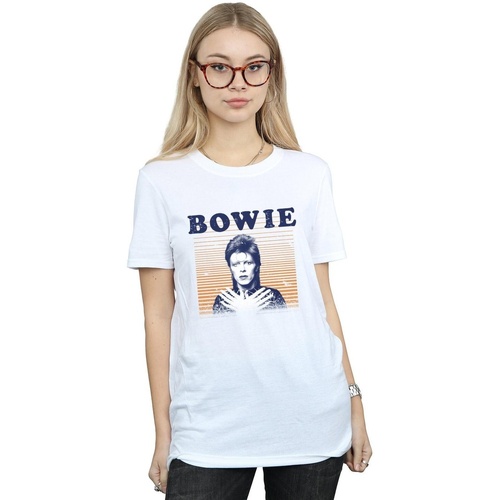 Abbigliamento Donna T-shirts a maniche lunghe David Bowie Orange Stripes Bianco