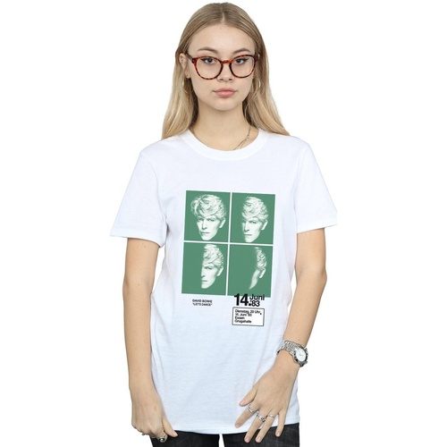 Abbigliamento Donna T-shirts a maniche lunghe David Bowie 1983 Concert Poster Bianco