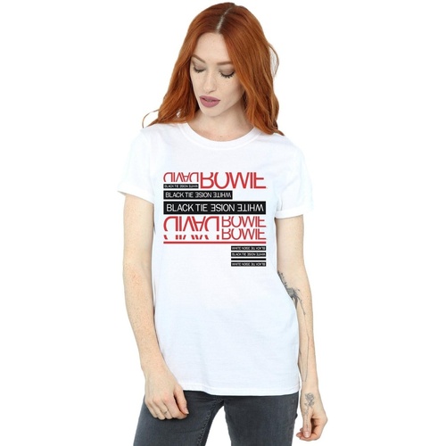 Abbigliamento Donna T-shirts a maniche lunghe David Bowie Black Tie White Noise Bianco