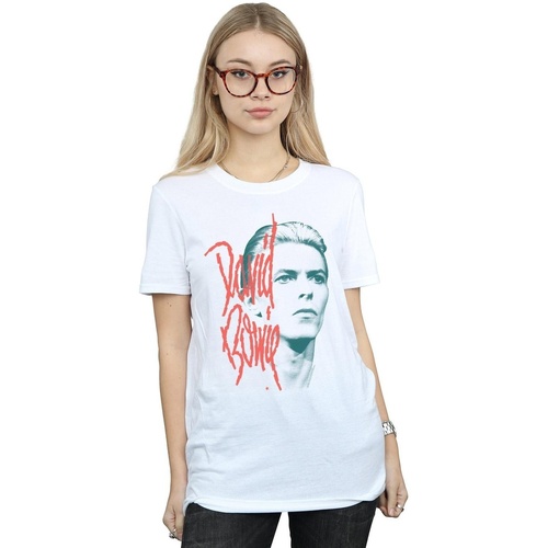 Abbigliamento Donna T-shirts a maniche lunghe David Bowie Mono Stare Bianco