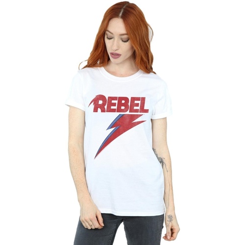 Abbigliamento Donna T-shirts a maniche lunghe David Bowie Distressed Rebel Bianco