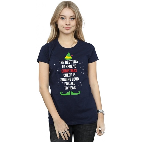 Abbigliamento Donna T-shirts a maniche lunghe Elf Christmas Cheer Text Blu