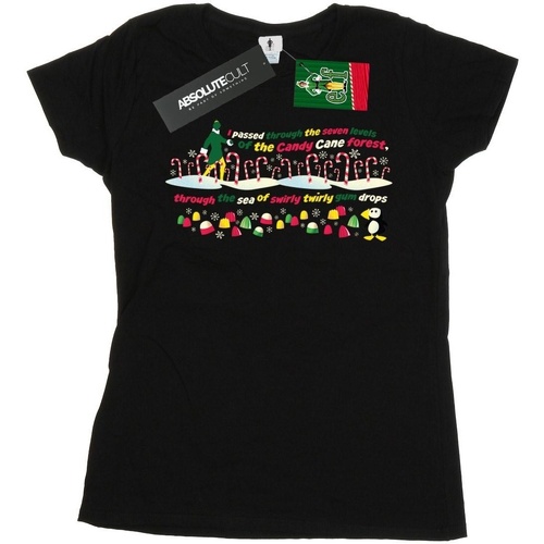 Abbigliamento Donna T-shirts a maniche lunghe Elf Candy Cane Forest Nero