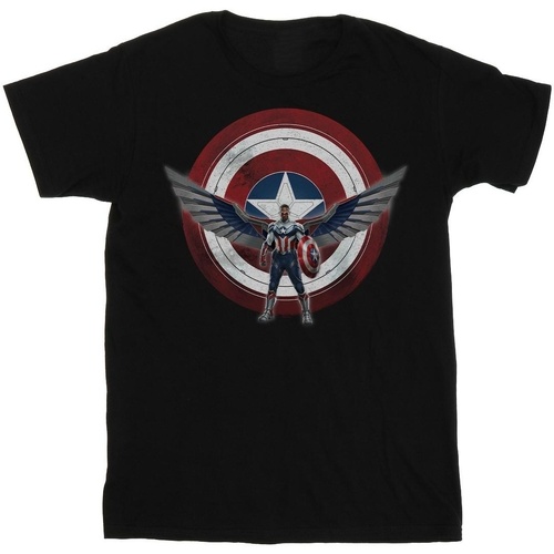 Abbigliamento Bambino T-shirt maniche corte Marvel Falcon And The Winter Soldier Captain America Shield Pose Nero
