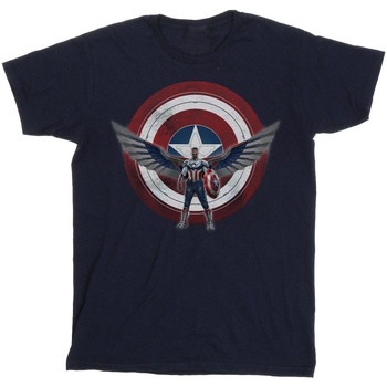 Abbigliamento Bambino T-shirt maniche corte Marvel Falcon And The Winter Soldier Captain America Shield Pose Blu