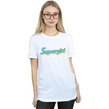 Abbigliamento Donna T-shirts a maniche lunghe Dc Comics Supergirl Crackle Logo Bianco