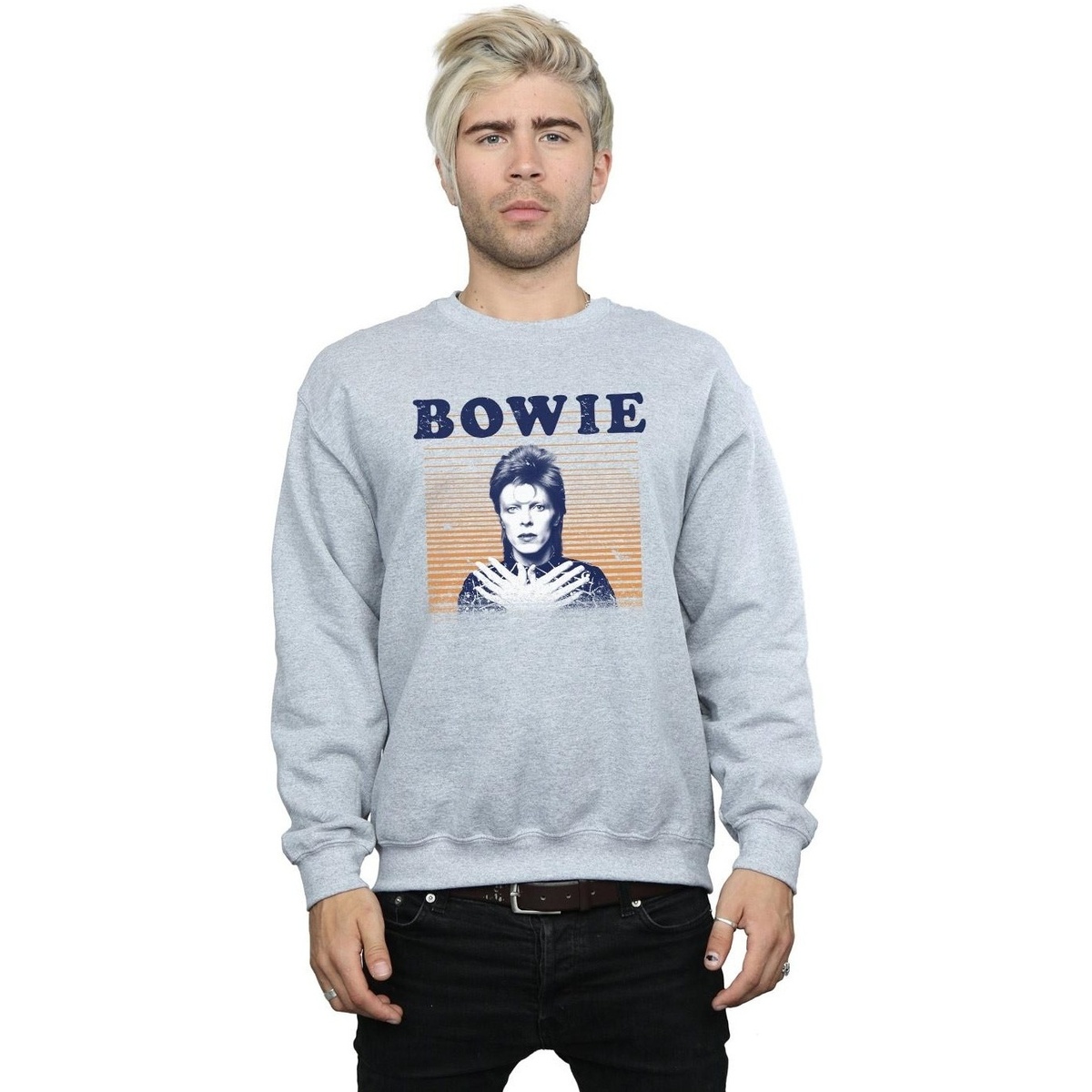 Abbigliamento Uomo Felpe David Bowie Orange Stripes Grigio
