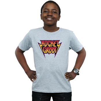 Abbigliamento Bambino T-shirt maniche corte Marvel Guardians Of The Galaxy Vol. 2 Rocket And Groot Metal Logo Grigio