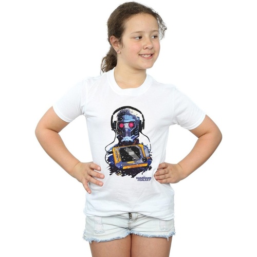 Abbigliamento Bambina T-shirts a maniche lunghe Marvel Guardians Of The Galaxy Star Lord Cassette Bianco