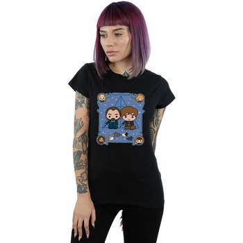 Abbigliamento Donna T-shirts a maniche lunghe Fantastic Beasts Chibi Newt And Dumbledore Nero