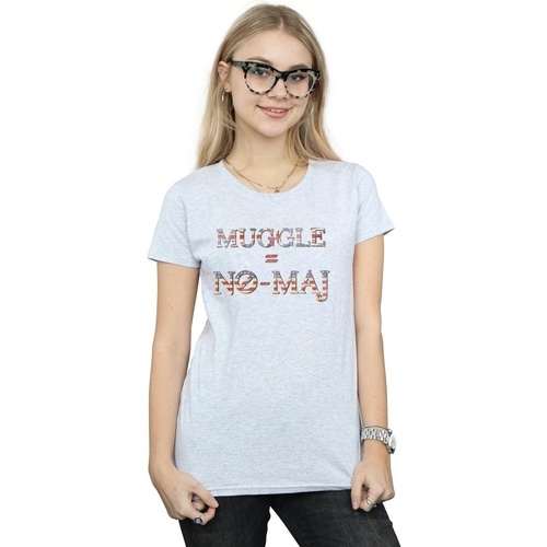 Abbigliamento Donna T-shirts a maniche lunghe Fantastic Beasts No Muggle No Maj Grigio