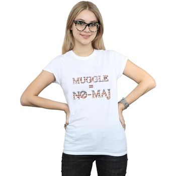 Abbigliamento Donna T-shirts a maniche lunghe Fantastic Beasts No Muggle No Maj Bianco