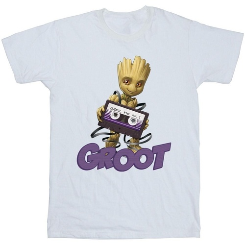 Abbigliamento Bambina T-shirts a maniche lunghe Guardians Of The Galaxy Groot Casette Bianco