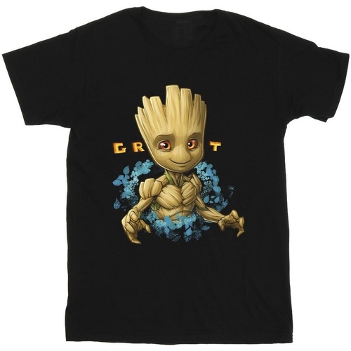 Abbigliamento Bambina T-shirts a maniche lunghe Guardians Of The Galaxy Groot Flowers Nero