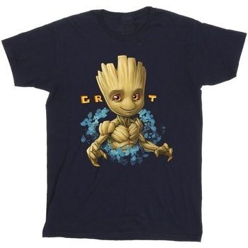 Abbigliamento Bambina T-shirts a maniche lunghe Guardians Of The Galaxy Groot Flowers Blu