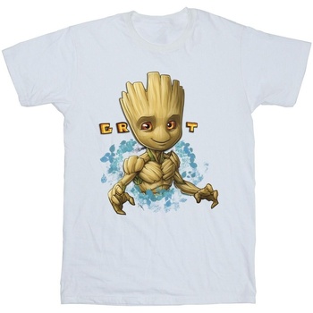 Abbigliamento Bambina T-shirts a maniche lunghe Guardians Of The Galaxy Groot Flowers Bianco