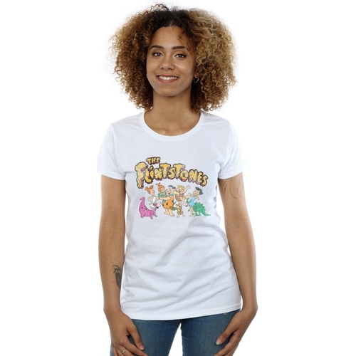 Abbigliamento Donna T-shirts a maniche lunghe The Flintstones Group Distressed Bianco