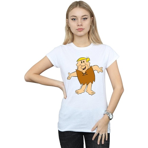 Abbigliamento Donna T-shirts a maniche lunghe The Flintstones Barney Rubble Classic Pose Bianco
