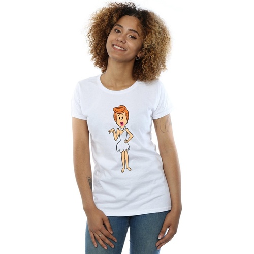 Abbigliamento Donna T-shirts a maniche lunghe The Flintstones Wilma Flintstone Classic Pose Bianco