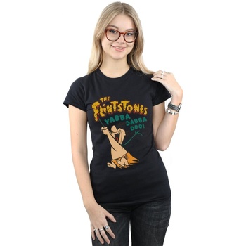 Abbigliamento Donna T-shirts a maniche lunghe The Flintstones Fred Yabba Dabba Doo Nero