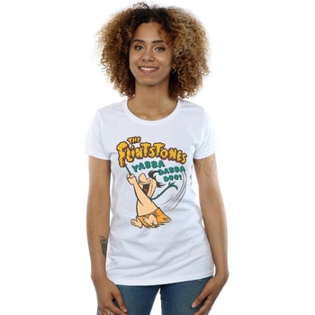 Abbigliamento Donna T-shirts a maniche lunghe The Flintstones Fred Yabba Dabba Doo Bianco