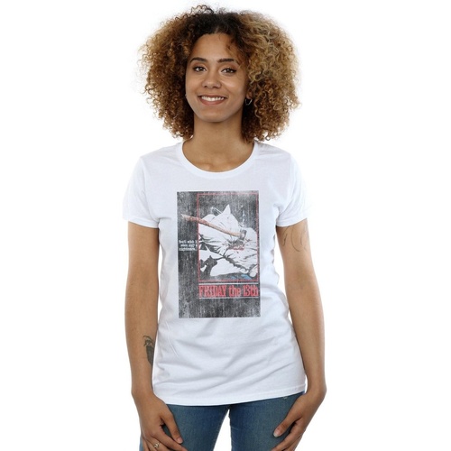 Abbigliamento Donna T-shirts a maniche lunghe Friday 13Th Distressed Axe Poster Bianco