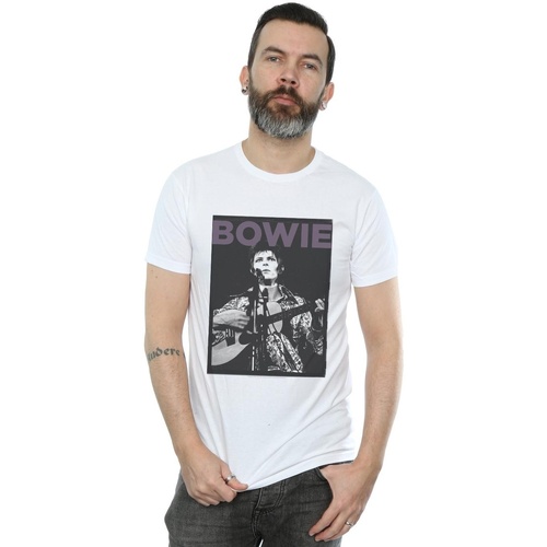 Abbigliamento Uomo T-shirts a maniche lunghe David Bowie Rock Poster Bianco