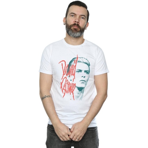 Abbigliamento Uomo T-shirts a maniche lunghe David Bowie Mono Stare Bianco